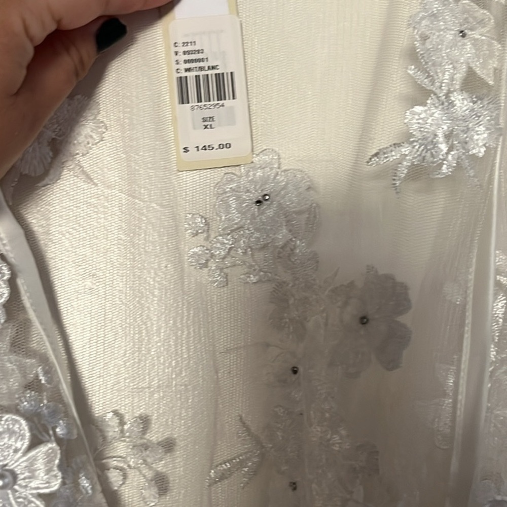 Sheer White Floral Lace Robe - Picture 2 of 2